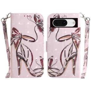 For Google Pixel 8 3D Colored Horizontal Flip Leather Phone Case(Butterfly High-heeled)