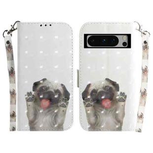 For Google Pixel 8 Pro 3D Colored Horizontal Flip Leather Phone Case(Pug)