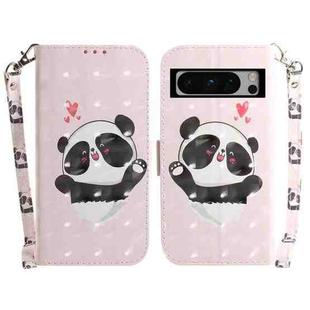 For Google Pixel 8 Pro 3D Colored Horizontal Flip Leather Phone Case(Heart Panda)