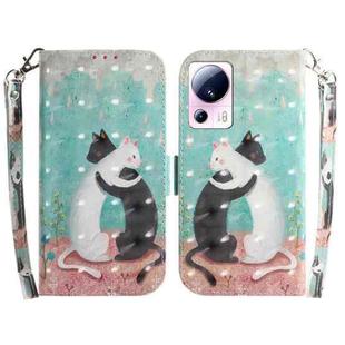 For Xiaomi 13 Lite / Civi 2 3D Colored Horizontal Flip Leather Phone Case(Black White Cat)