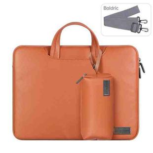 Waterproof PU Laptop Bag Inner Bag with Power Pack, Size:15 inch(Brown)