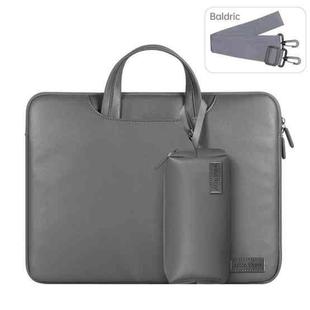 Waterproof PU Laptop Bag Inner Bag with Power Pack, Size:15 inch(Grey)