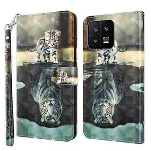 For Xiaomi 13 3D Painting Pattern Flip Leather Phone Case(Cat Tiger)