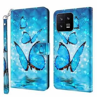For Xiaomi 13 3D Painting Pattern Flip Leather Phone Case(Three Butterflies)