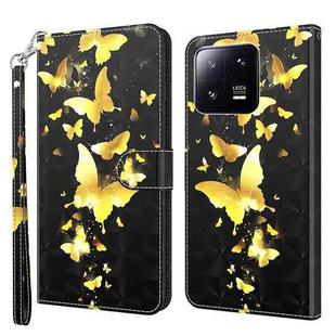For Xiaomi 13 Pro 3D Painting Pattern Flip Leather Phone Case(Gold Butterfly)
