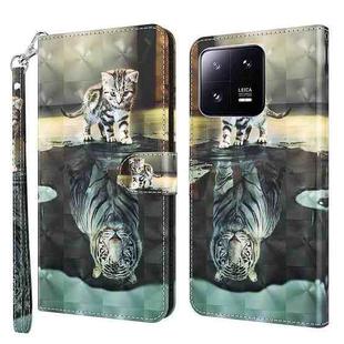 For Xiaomi 13 Pro 3D Painting Pattern Flip Leather Phone Case(Cat Tiger)