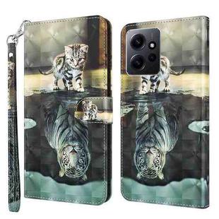 For Xiaomi Redmi Note 12 4G Global 3D Painting Pattern Flip Leather Phone Case(Cat Tiger)