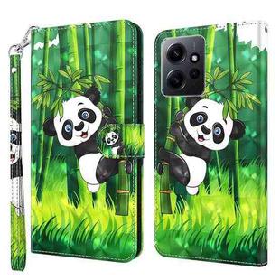 For Xiaomi Redmi Note 12 4G Global 3D Painting Pattern Flip Leather Phone Case(Bamboo Panda)