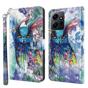 For Xiaomi Redmi Note 12 4G Global 3D Painting Pattern Flip Leather Phone Case(Watercolor Owl)