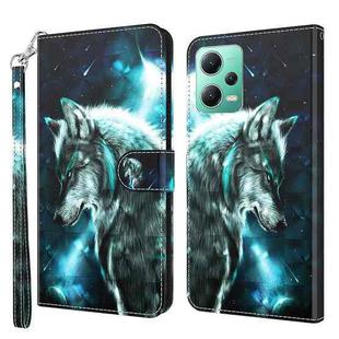 For Xiaomi Redmi Note 12 5G Global / Poco X5 5G 3D Painting Pattern Flip Leather Phone Case(Wolf)