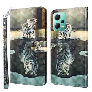 For Xiaomi Redmi Note 12 5G Global / Poco X5 5G 3D Painting Pattern Flip Leather Phone Case(Cat Tiger)