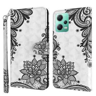 For Xiaomi Redmi Note 12 5G Global / Poco X5 5G 3D Painting Pattern Flip Leather Phone Case(Diagonal Black Flower)