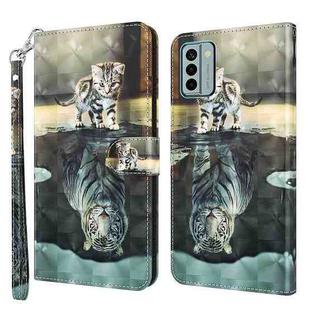 For Nokia G22 3D Painting Pattern Flip Leather Phone Case(Cat Tiger)