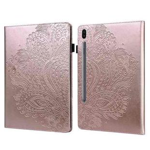 For Samsung Galaxy Tab S6 T860 Peacock Embossed Pattern Leather Tablet Case(Rose Gold)