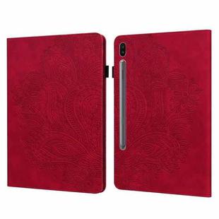 For Samsung Galaxy Tab S6 T860 Peacock Embossed Pattern Leather Tablet Case(Red)