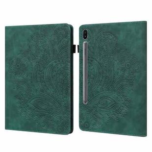 For Samsung Galaxy Tab S6 T860 Peacock Embossed Pattern Leather Tablet Case(Green)