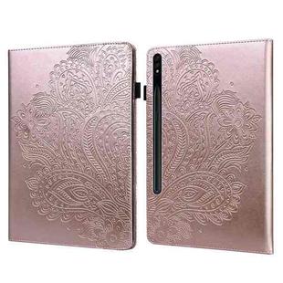 For Samsung Galaxy Tab S10+ / S9+ Peacock Embossed Pattern Leather Tablet Case(Rose Gold)