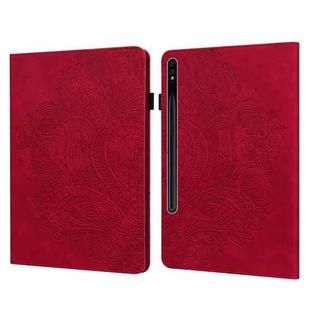 For Samsung Galaxy Tab S10+ / S9+ Peacock Embossed Pattern Leather Tablet Case(Red)