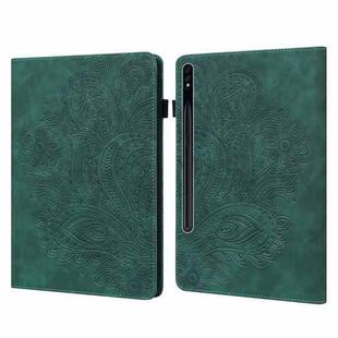 For Samsung Galaxy Tab S10+ / S9+ Peacock Embossed Pattern Leather Tablet Case(Green)