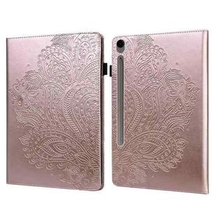 For Samsung Galaxy Tab S10 FE+ Peacock Embossed Pattern Leather Tablet Case(Rose Gold)