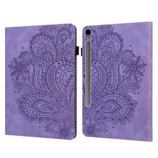 For Samsung Galaxy Tab S10 FE+ Peacock Embossed Pattern Leather Tablet Case(Purple)