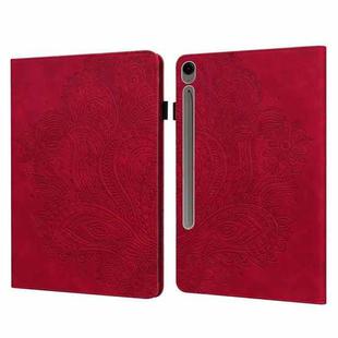 For Samsung Galaxy Tab S10 FE+ Peacock Embossed Pattern Leather Tablet Case(Red)