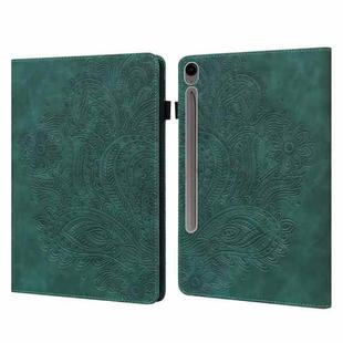 For Samsung Galaxy Tab S10 FE+ Peacock Embossed Pattern Leather Tablet Case(Green)