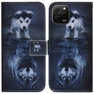 For Huawei nova Y61 / Enjoy 50z Coloured Drawing Flip Leather Phone Case(Wolf and Dog)