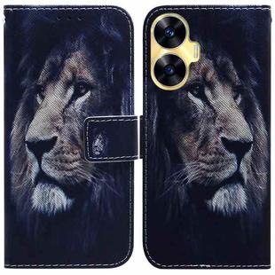 For Realme C55 Coloured Drawing Flip Leather Phone Case(Lion)