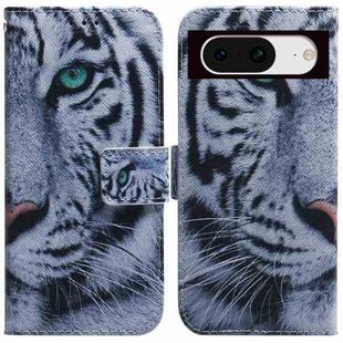 For Google Pixel 8 Coloured Drawing Flip Leather Phone Case(Tiger)