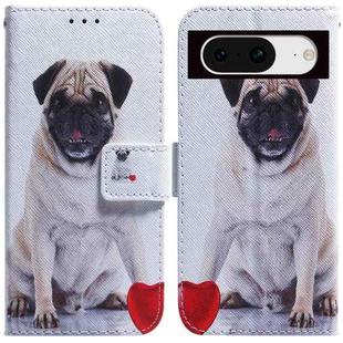 For Google Pixel 8 Coloured Drawing Flip Leather Phone Case(Pug)