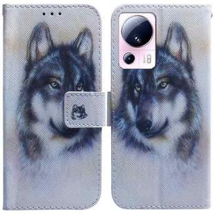 For Xiaomi 13 Lite / Civi 2 Coloured Drawing Flip Leather Phone Case(White Wolf)