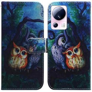 For Xiaomi 13 Lite / Civi 2 Coloured Drawing Flip Leather Phone Case(Oil Painting Owl)