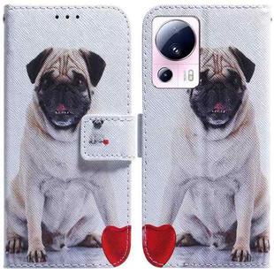For Xiaomi 13 Lite / Civi 2 Coloured Drawing Flip Leather Phone Case(Pug)