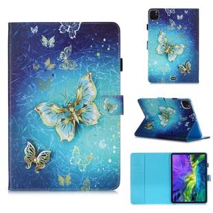 For iPad Pro 11 (2020) Colored Drawing Horizontal Flip Leather Tablet Case, with Sleep / Wake-up Function & Holder & Card Slo & Wallet(Golden Butterfly)