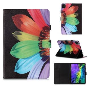 For iPad Pro 11 (2020) Colored Drawing Horizontal Flip Leather Tablet Case, with Sleep / Wake-up Function & Holder & Card Slo & Wallet(Sunflower)