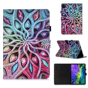 For iPad Pro 11 (2020) Colored Drawing Horizontal Flip Leather Tablet Case, with Sleep / Wake-up Function & Holder & Card Slo & Wallet(Spread Flower)