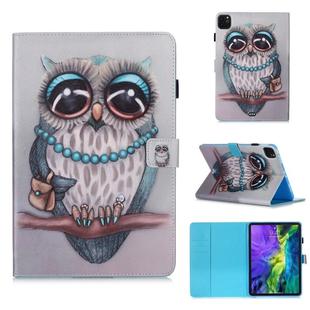 For iPad Pro 11 (2020) Colored Drawing Horizontal Flip Leather Tablet Case, with Sleep / Wake-up Function & Holder & Card Slo & Wallet(Grey Cat)