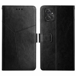 For Motorola Moto G Power 2023 HT01 Y-shaped Pattern Flip Leather Phone Case(Black)