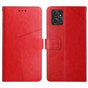 For Motorola Moto G Power 2023 HT01 Y-shaped Pattern Flip Leather Phone Case(Red)