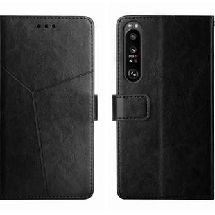 For Sony Xperia 1 V HT01 Y-shaped Pattern Flip Leather Phone Case(Black)