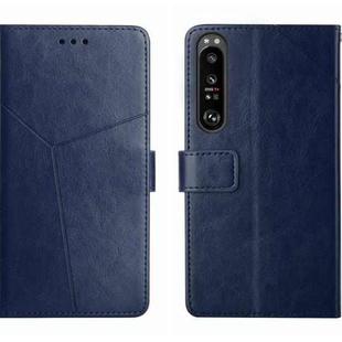 For Sony Xperia 1 V HT01 Y-shaped Pattern Flip Leather Phone Case(Blue)