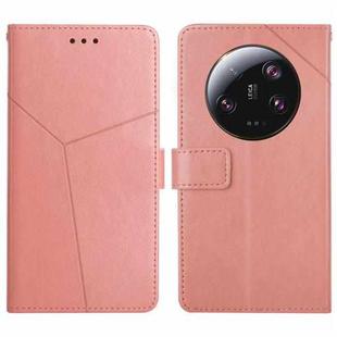 For Xiaomi 13 Ultra HT01 Y-shaped Pattern Flip Leather Phone Case(Pink)