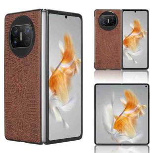 For Huawei Mate X3 Crocodile Texture Phone Case(Brown)