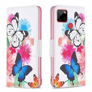 For Nokia C12 Colored Drawing Pattern Leather Phone Case(Butterflies)