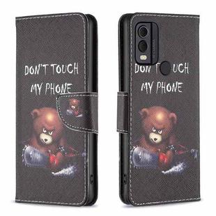 For Nokia C22 Colored Drawing Pattern Leather Phone Case(Bear)