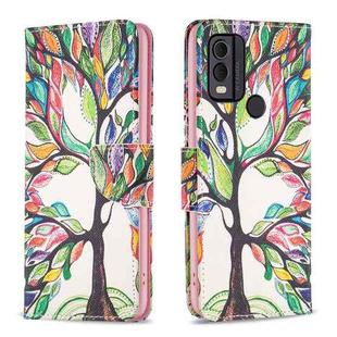 For Nokia C22 Colored Drawing Pattern Leather Phone Case(Tree Life)