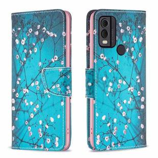 For Nokia C22 Colored Drawing Pattern Leather Phone Case(Plum Blossom)