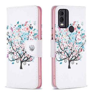 For Nokia C22 Colored Drawing Pattern Leather Phone Case(Tree)