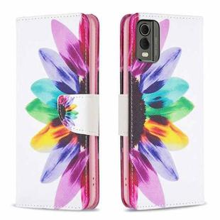 For Nokia C32 Colored Drawing Pattern Leather Phone Case(Sun Flower)